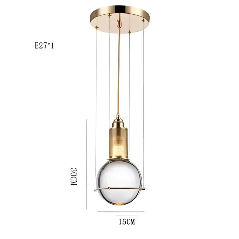 A modern brass pendant light with clear glass globe and e27 bulb socket from decorbites crystal ball led collection