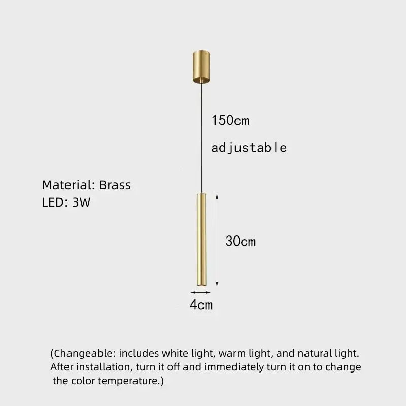 Elegant brass pendant light with adjustable matte black cylindrical design and 3w led bulb for dining room decorbites elegant brass