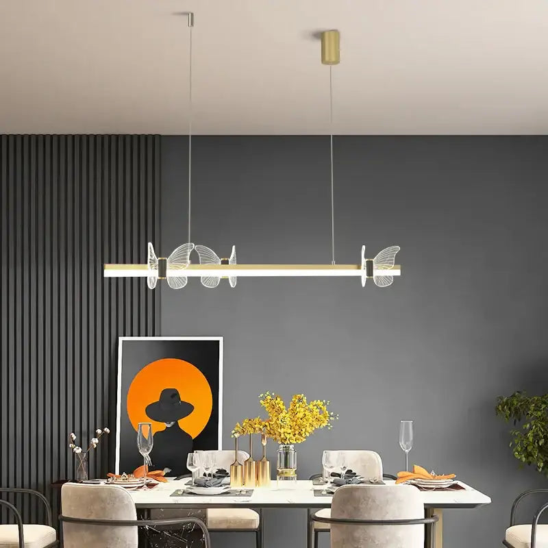 Modern butterfly flower chandelier with clear acrylic wings and gold finish for elegant dining room decorbites elegant butterfly