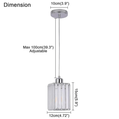 Elegant cascading crystal glass ceiling chandelier with a sleek cylindrical glass shade and polished chrome finish for dining room decorbites crystal glass