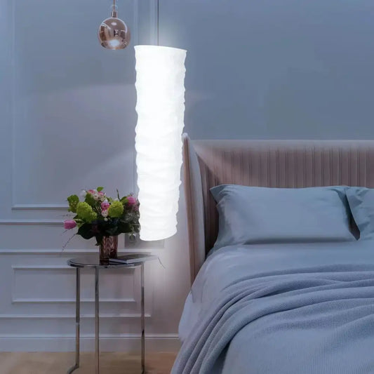 Elegant column floor lamp with white textured ribbed shade and polished metallic ceiling fixture for living room decorbites elegant column floor