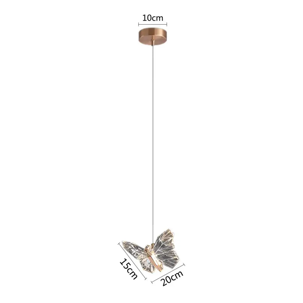 Elegant crystal butterfly pendant lamp with metallic finish and translucent wings for luxury bedroom lighting decorbites crystal butterfly
