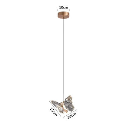 Elegant crystal butterfly pendant lamp with metallic finish and translucent wings for luxury bedroom lighting decorbites crystal butterfly