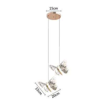 Elegant crystal butterfly pendant lamp with rose gold mount and clear wings for bedroom luxury lighting decorbites crystal butterfly