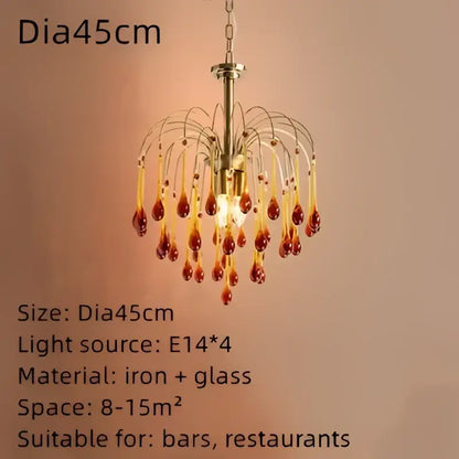 Brass-toned crystal ceiling chandelier with dangling amber glass teardrop pendants for elegant dining room decorbites elegant crystal