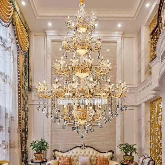Elegant crystal chandelier gold tiered light with ornate metalwork and crystal droplets for living room decorbites elegant crystal