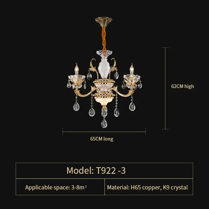 Elegant crystal chandelier by decorbites with gold-toned ornate arms and k9 crystal pendants for living room decor