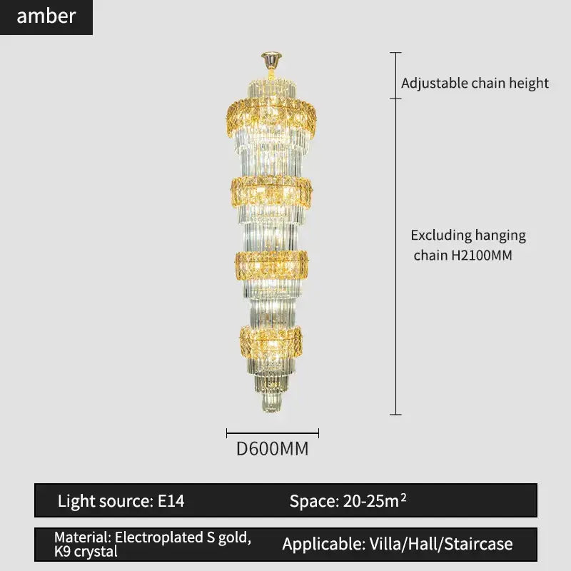 Elegant crystal hollow gold chandelier with tiered k9 crystal elements for living room stairwell decorbites elegant crystal