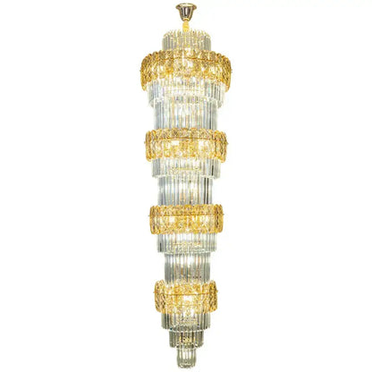 Elegant crystal hollow gold chandelier with cascading clear glass rods and ornate metal accents for living room decorbites elegant crystal hollow