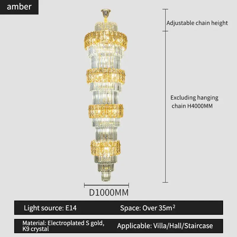 Elegant crystal hollow gold chandelier with clear k9 crystal and tiered design for living room stairwell decorbites elegant crystal