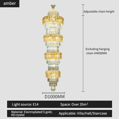 Elegant crystal hollow gold chandelier with clear k9 crystal and tiered design for living room stairwell decorbites elegant crystal