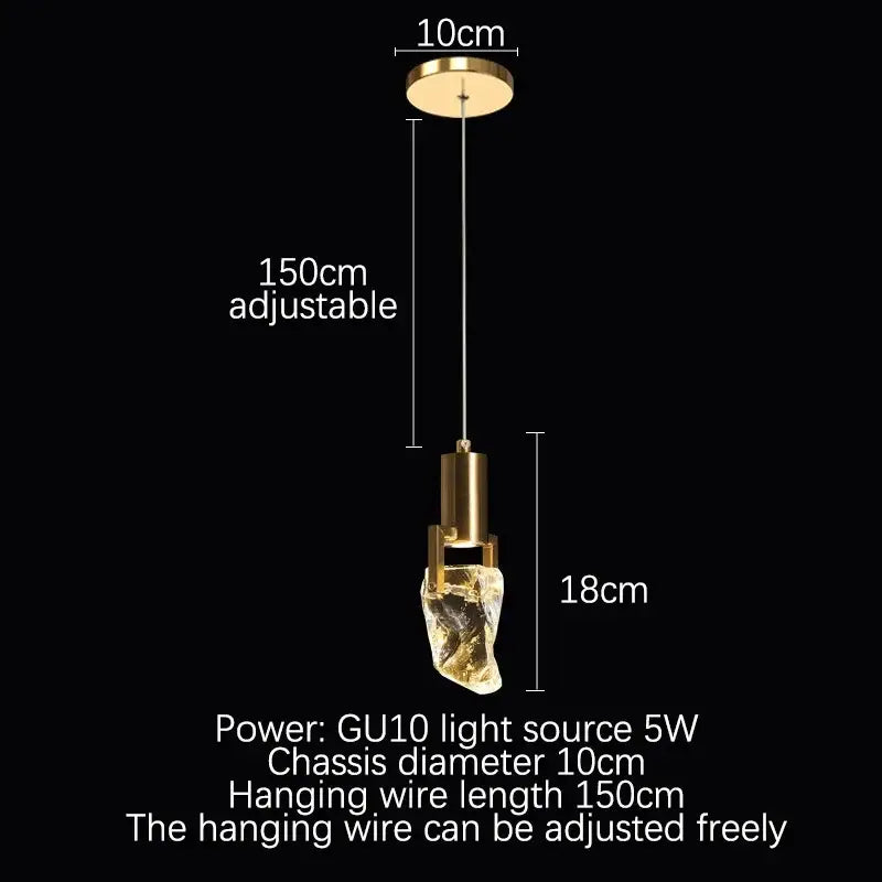 Gold-toned decorbites elegant diamond crystal chandelier pendant light with faceted glass shade and adjustable 150cm wire