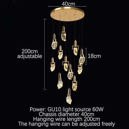 Gold-toned decorbites elegant diamond crystal chandelier with multiple pendant lights for dining room pendant lighting