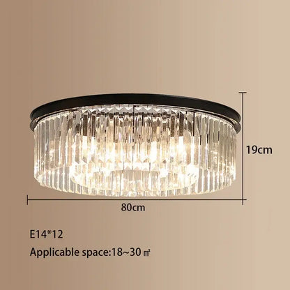 Elegant gold and black decorbites crystal round ceiling chandelier with clear glass prisms for dining room decor