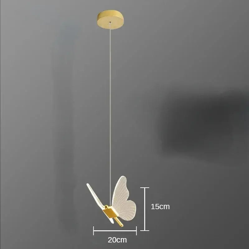 Elegant gold butterfly led pendant light with white butterfly-shaped design and gold accents for bedroom decorbites decor