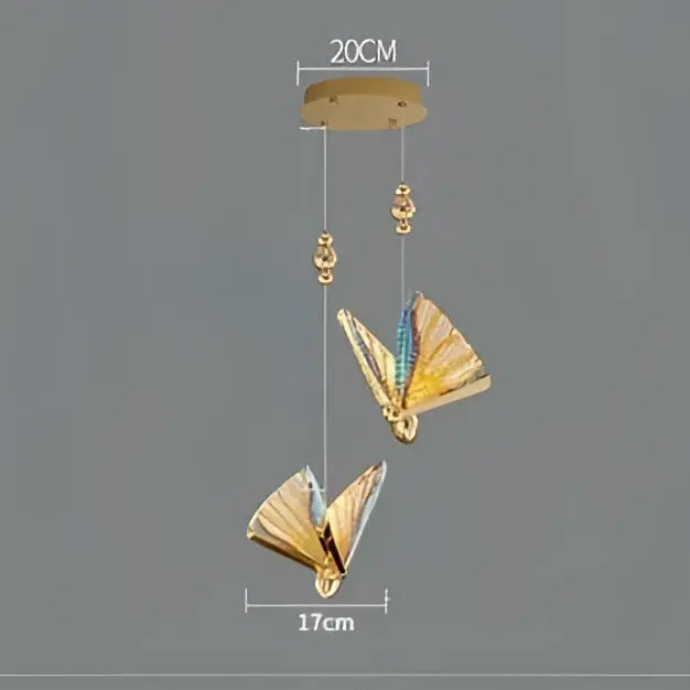 Elegant gold butterfly led pendant light with metallic wings and wooden ceiling mount for bedroom decorbites butterfly led decor