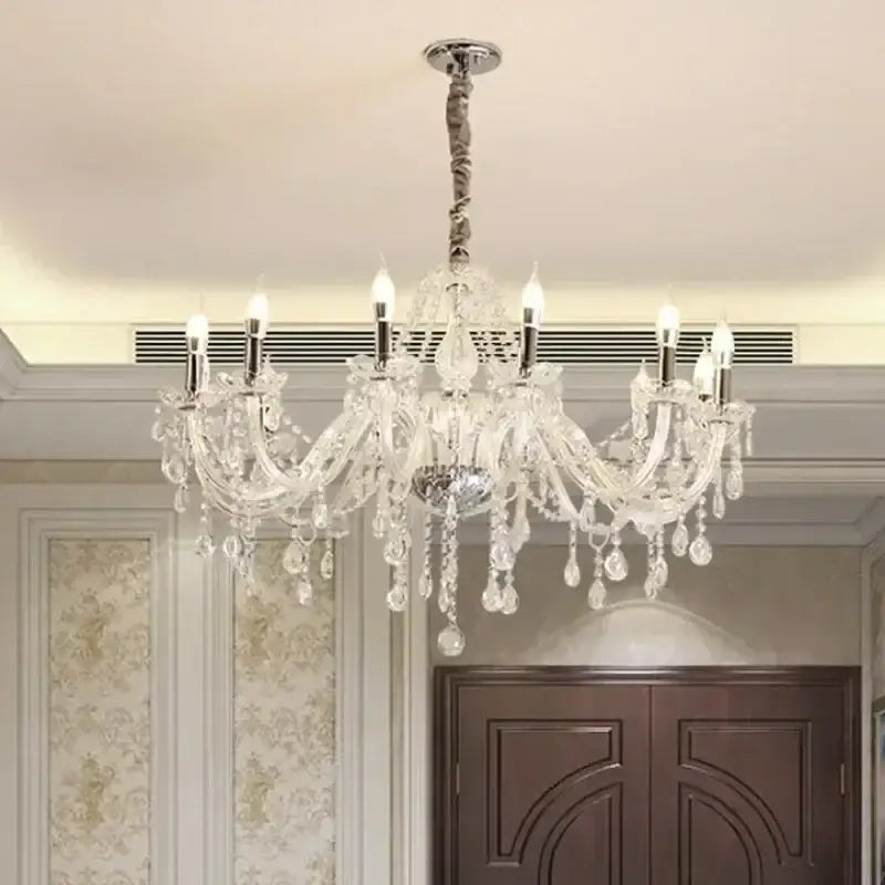 Elegant gold crystal candelabra pendant chandelier with multiple arms and teardrop crystals for dining room decorbites crystal candelabra