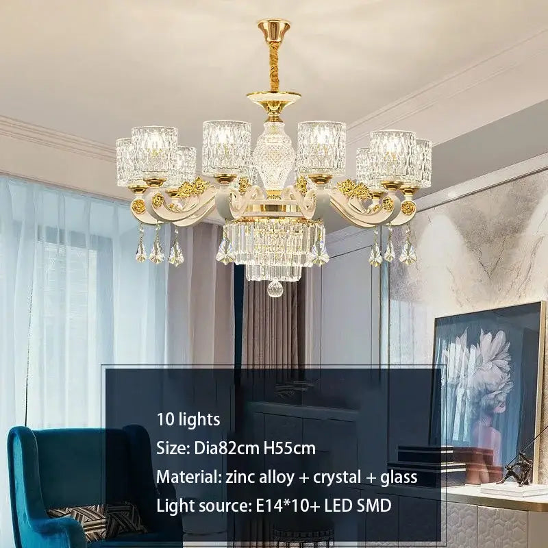 Elegant gold crystal chandelier with ten lights featuring intricate crystal and glass elements for dining room decorbites elegant crystal chandelier