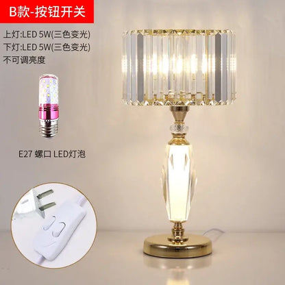 Elegant gold crystal desk lamp with faceted glass shade and matching base for bedroom bedside decorbites crystal desk use
