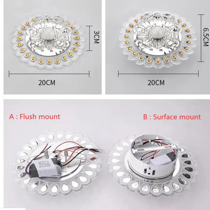 Silver ornate ceiling light with floral design and embedded led lights for decorbites crystal glass led decor