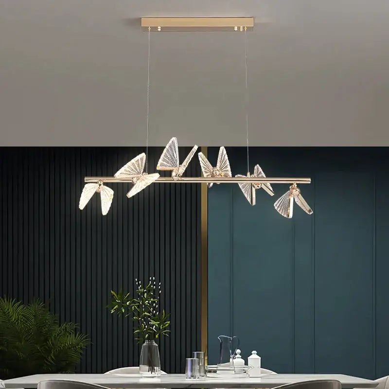 Elegant gold iridescent butterfly stairs bar pendant light with crystal-encrusted wings for decorbites butterfly stairs decor