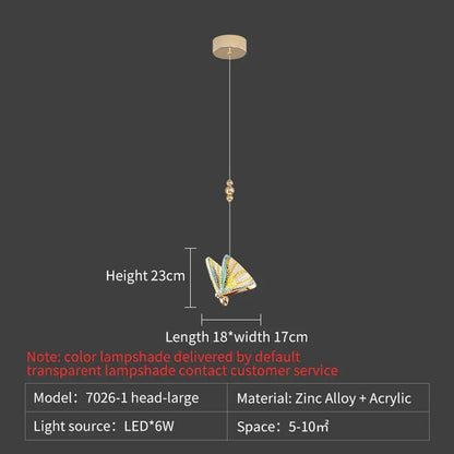 Elegant gold iridescent butterfly stairs bar pendant light with transparent acrylic lampshade and zinc alloy frame decorbites butterfly stairs