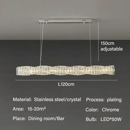 Elegant led crystal chandelier with chrome finished stainless steel and segmented design for dining room lighting