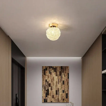 Elegant gold metal crystal pendant light with spherical crystal globe ceiling-mounted for dining room decorbites gold metal