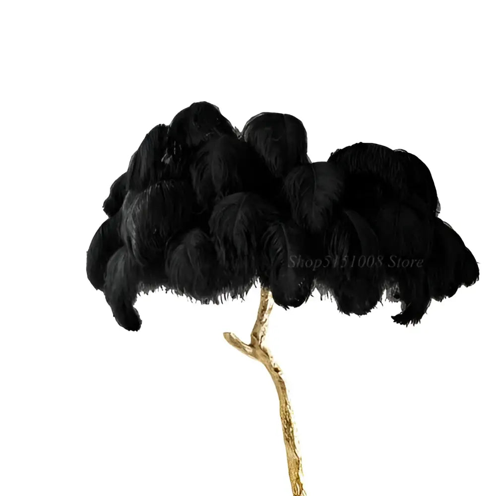 Black ostrich feather floor lamp with gold-toned stem from decorbites elegant ostrich feather bedroom decor