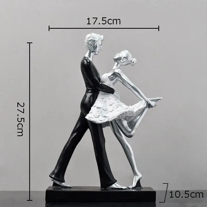 Silver and black resin tango dancer figurine on a rectangular base blend with decorbites golden tango home decor