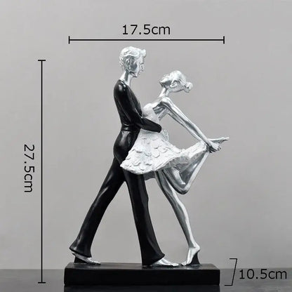 Silver and black resin tango dancer figurine on a rectangular base blend with decorbites golden tango home decor