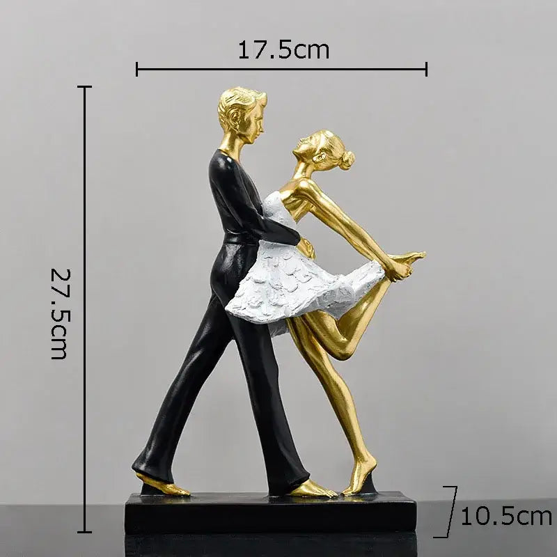 Elegant gold and silver home decorbites golden tango dancer figurine featuring a dancing couple in formal attire