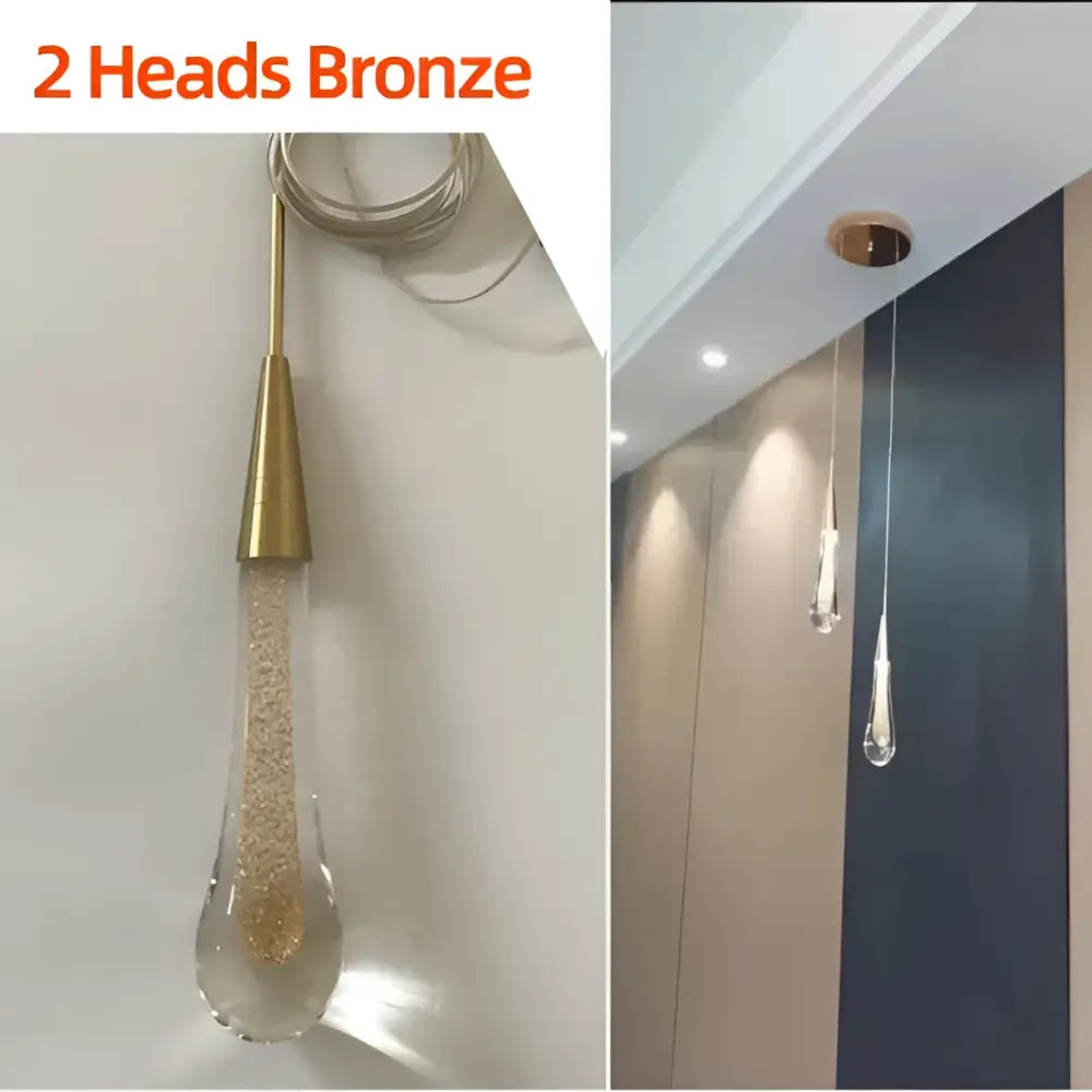 Elegant gold teardrop crystal glass pendant light with gold-toned bronze and sparkling glitter decorbites crystal glass decor