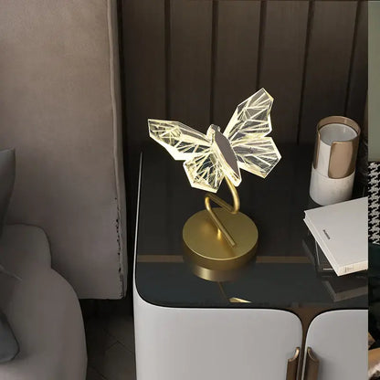 Elegant golden decorbites butterfly chandelier floor lamp with clear faceted glass design and gold-toned hardware