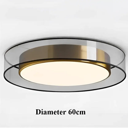 Elegant led dual purpose chandelier with brushed gold center ring and transparent glass for living room lighting