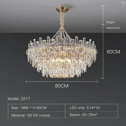 Elegant multi tiered gold pendant lights with cascading clear crystal prisms for dining room decorbites elegant room lights