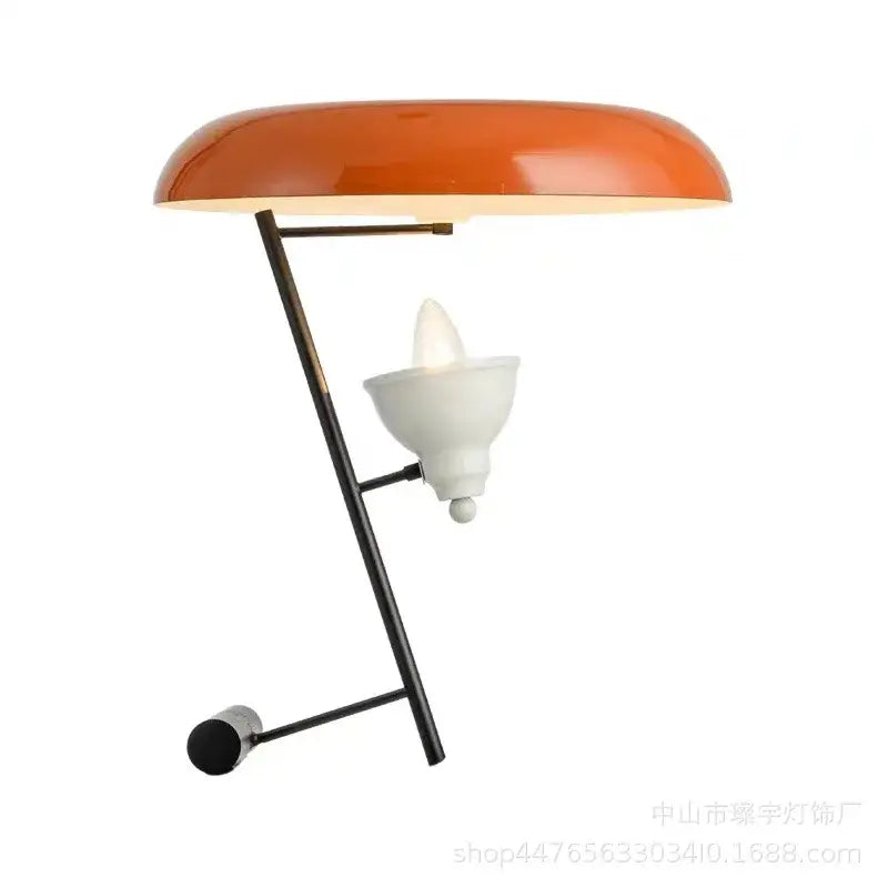 Elegant nordic desk lamp orange and black with an orange dome shade, black metal frame, and white glass for bedroom decorbites