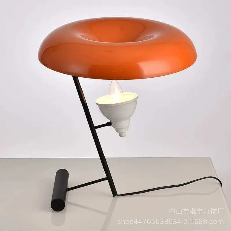 Orange glossy plastic desk lamp with black metal stand and base decorbites elegant nordic desk for bedroom light decor