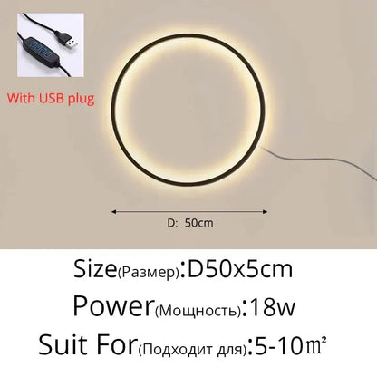Circular led wall sconce with sleek black frame and warm white usb illumination for decorbites elegant round wall decor