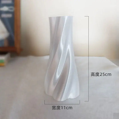 A sleek 25cm white ceramic decorbites elegant high-end twisted spiral vase for living room decor