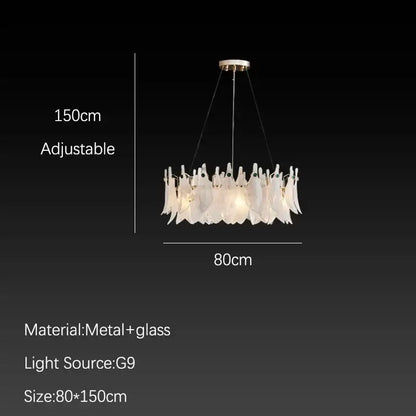 Elegant white feather cloud mist glass chandelier with metallic frame and glass accents for bedroom decorbites cloud mist