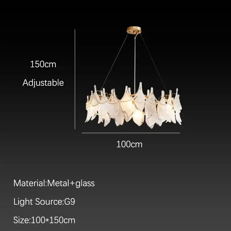 Elegant white feather cloud mist glass chandelier with gold-toned frame and adjustable chains for bedroom decorbites cloud mist