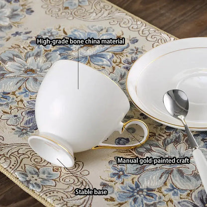 Elegant white and gold bone china coffee set teacup with delicate gold trim and stable base for dining room use