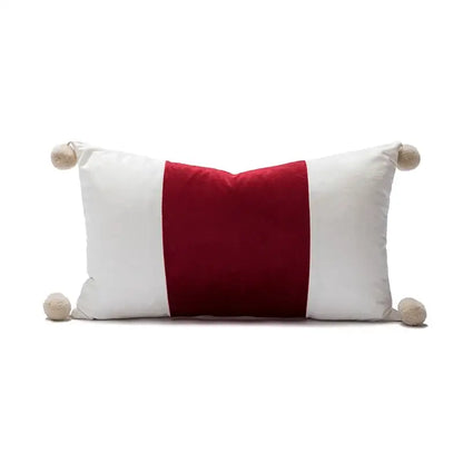 Embroidered red snowman cartoon christmas pillow cover in velvet with white and red colors and cream pom-poms decorbites pillow covers