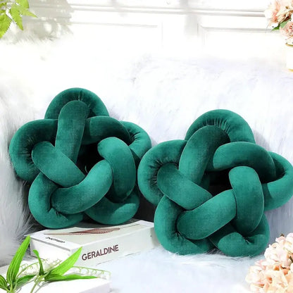 Emerald green star knotted lumbar cushion made of velvet for bedroom decorbites green star velvet pillow
