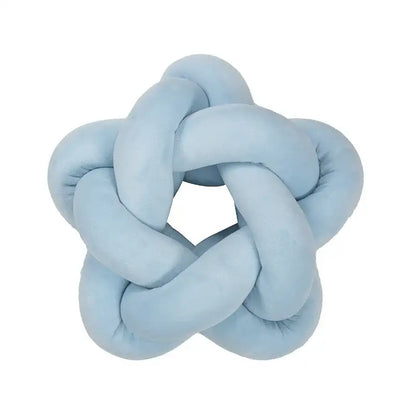 Light blue plush lumbar cushion shaped like an interwoven knot for decorbites green star bedroom velvet decor