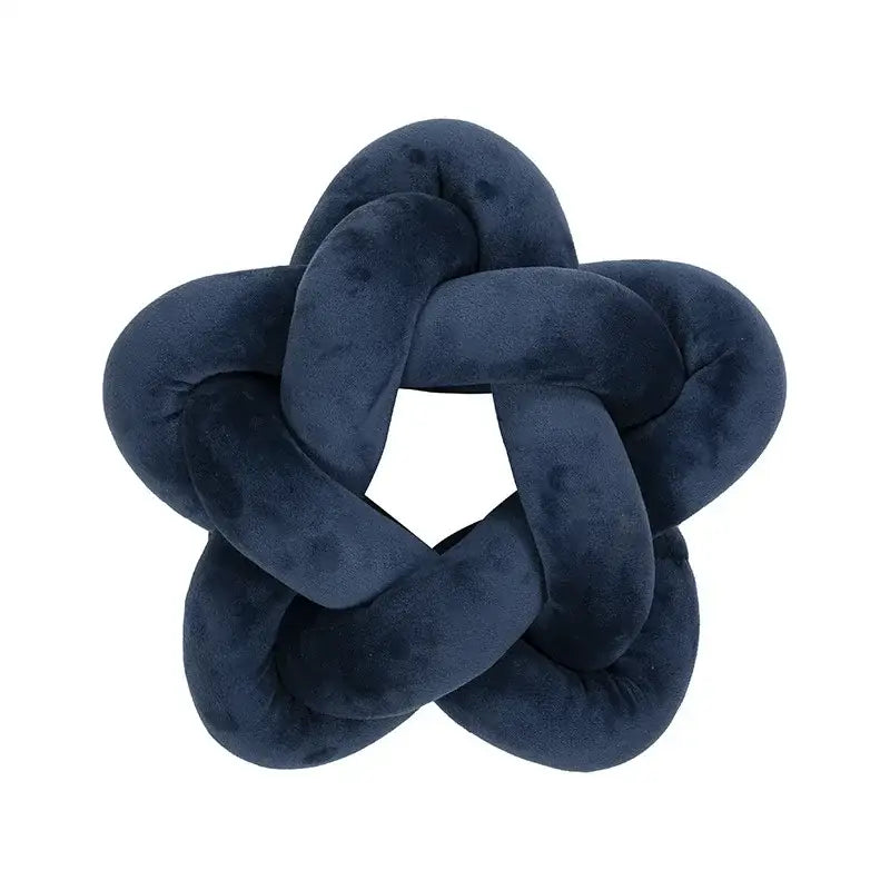 Navy blue plush knot-shaped lumbar cushion made of velvet for decorbites green star bedroom decor