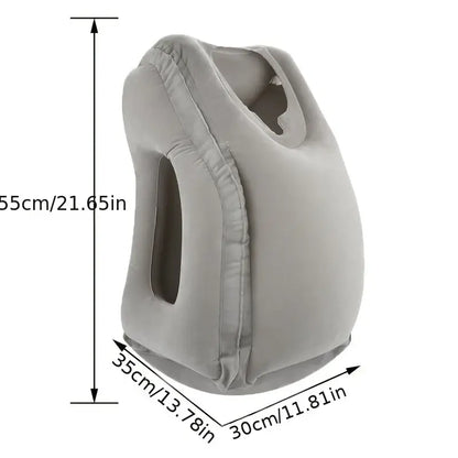 Ergonomic gray inflatable travel pillow with contoured design for neck support by decorbites inflatable travel pillow