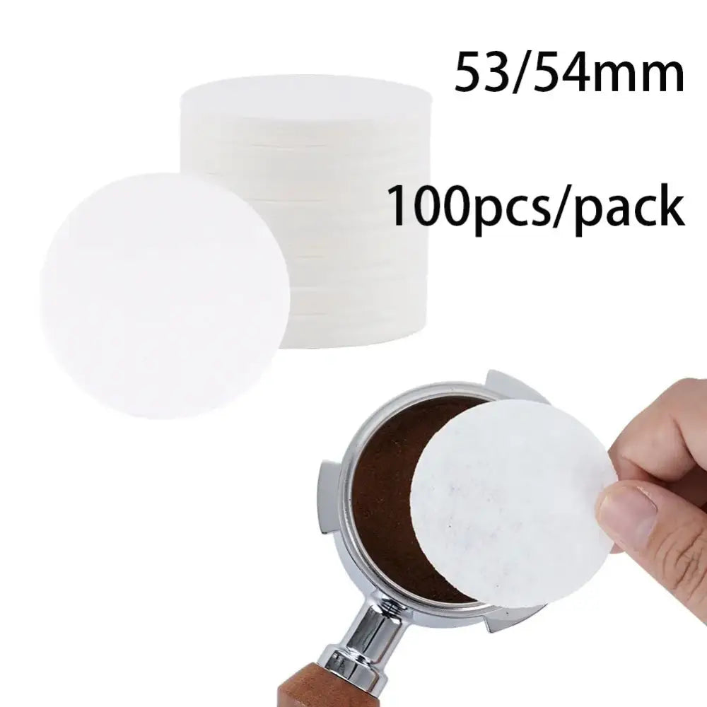 White circular paper coffee filter papers 53/54mm decorbites coffee filter 100 pack for espresso portafilter use