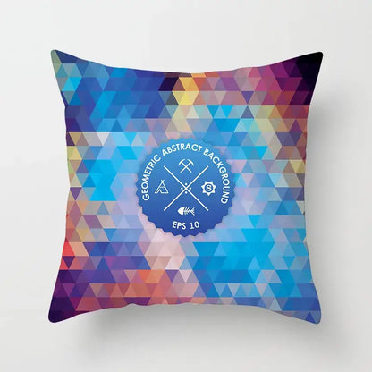 Ethnic decorbites geometric square pillowcase with vibrant teal gold multicolored triangles for living room decor